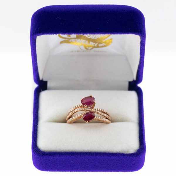 Athena ring rose gold ruby front view