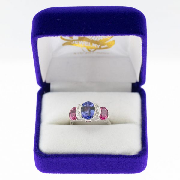 Athena ring white gold tanzanite front view