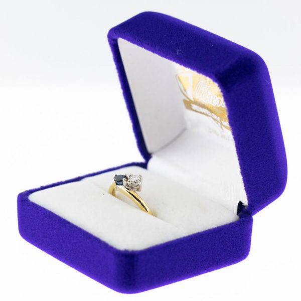 Athena ring yellow gold sapphire diamond side view