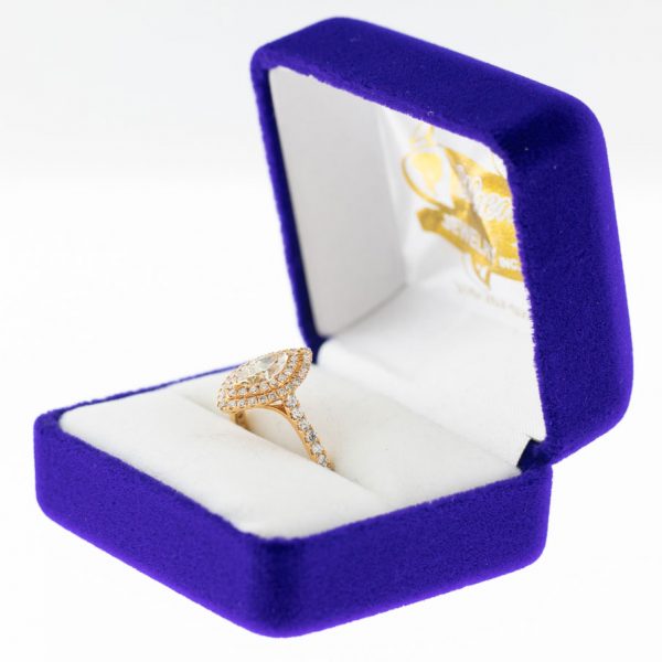 Athena ring yellow gold diamond side view